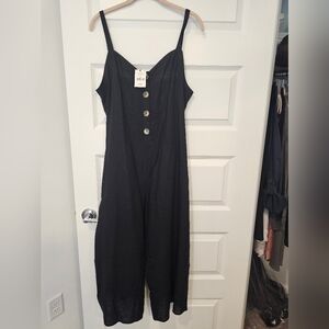 Black Button-Front Jumpsuit